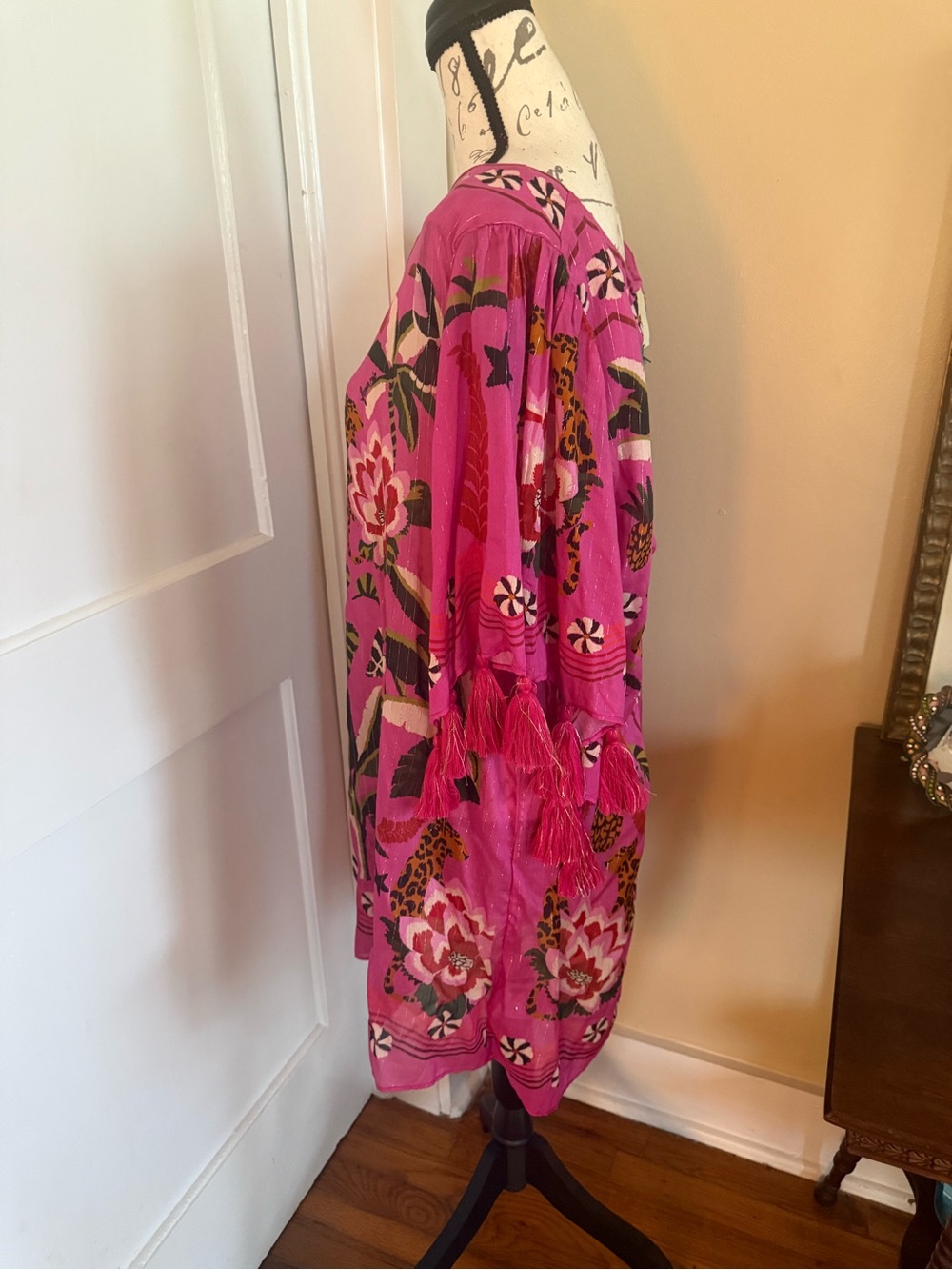 FARM Rio Hot Pink Tropical Embroidered Midi Dress - Picture 2 of 7